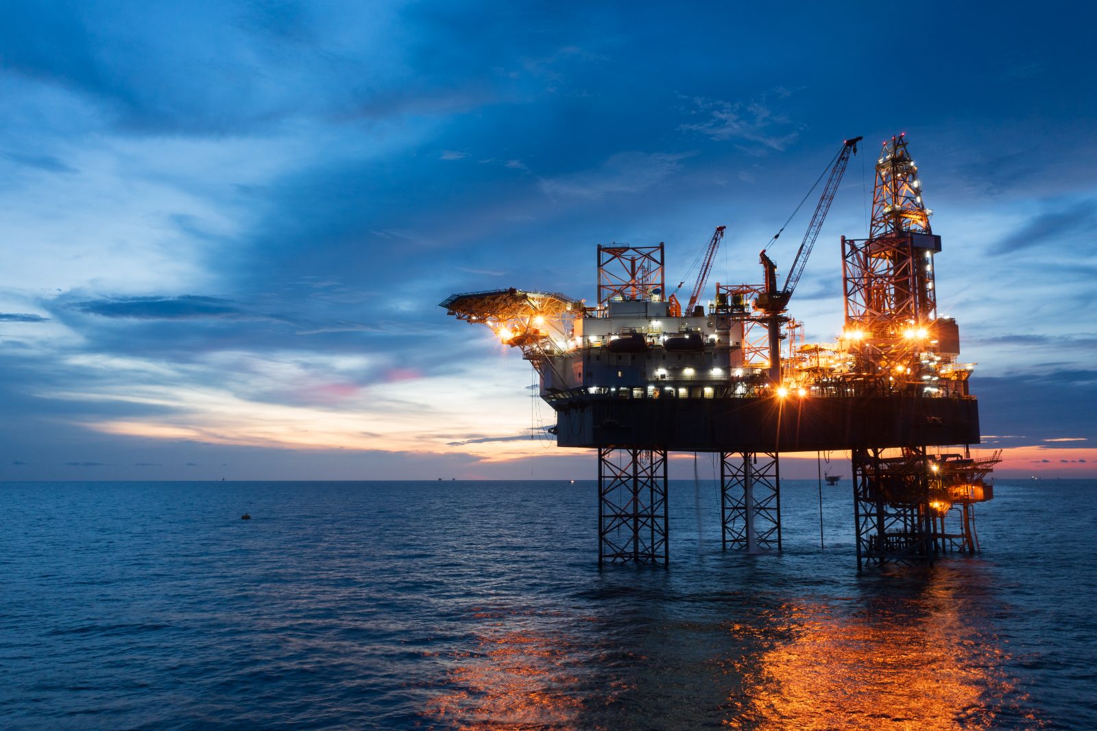 An offshore drilling platform in the Gulf of Mexico